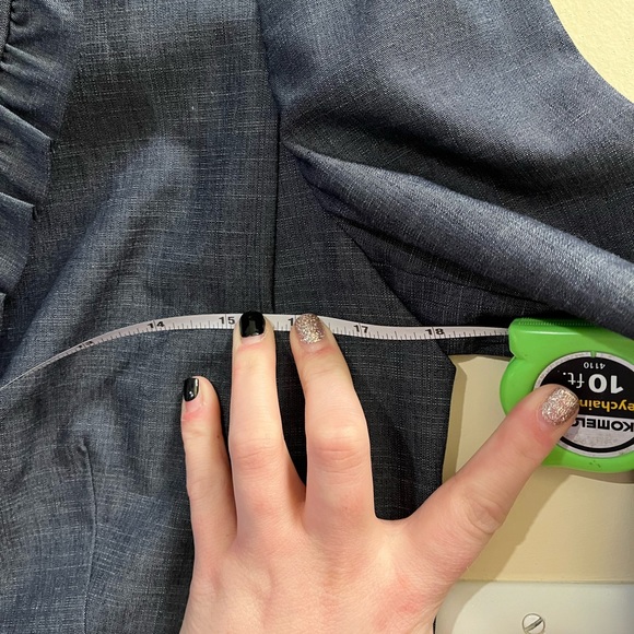 LOFT Chambray Ruffle Collar Blazer - Picture 4 of 6